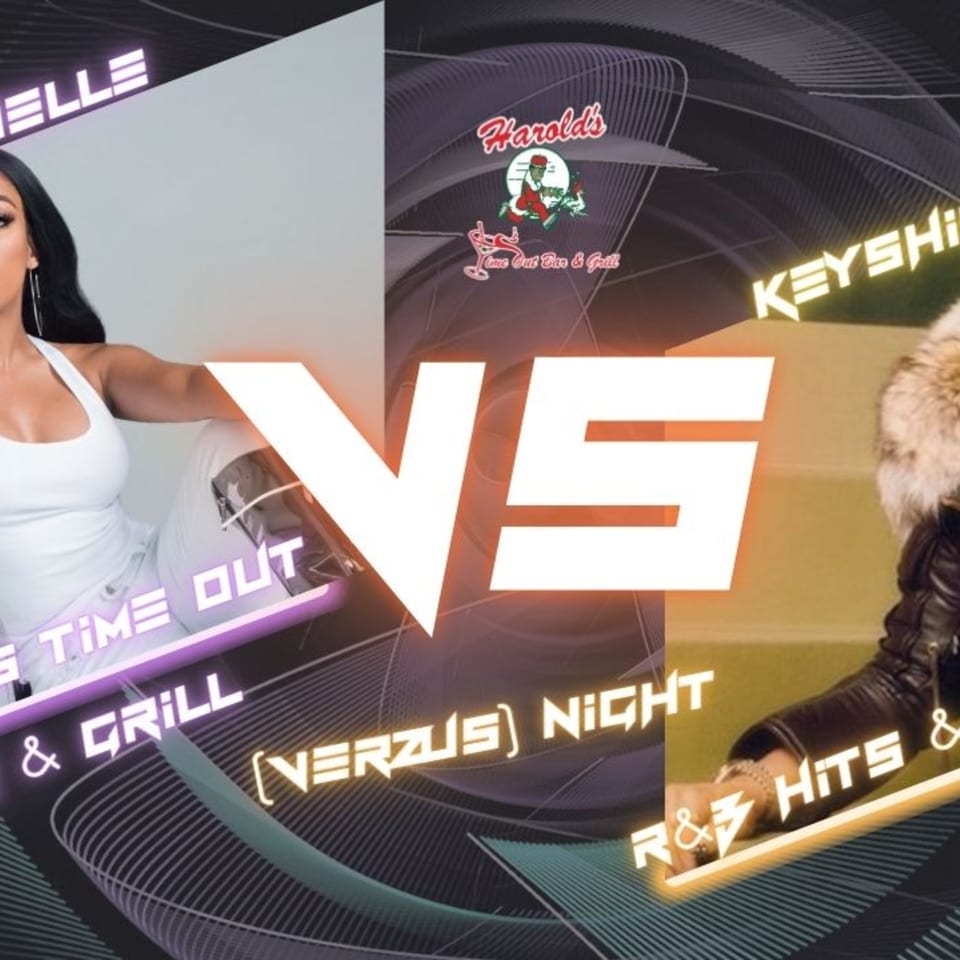 Harold's Time Out Bar & Grill vs. Keyshia Cole and Michelle R&B Hits Night promotional image.